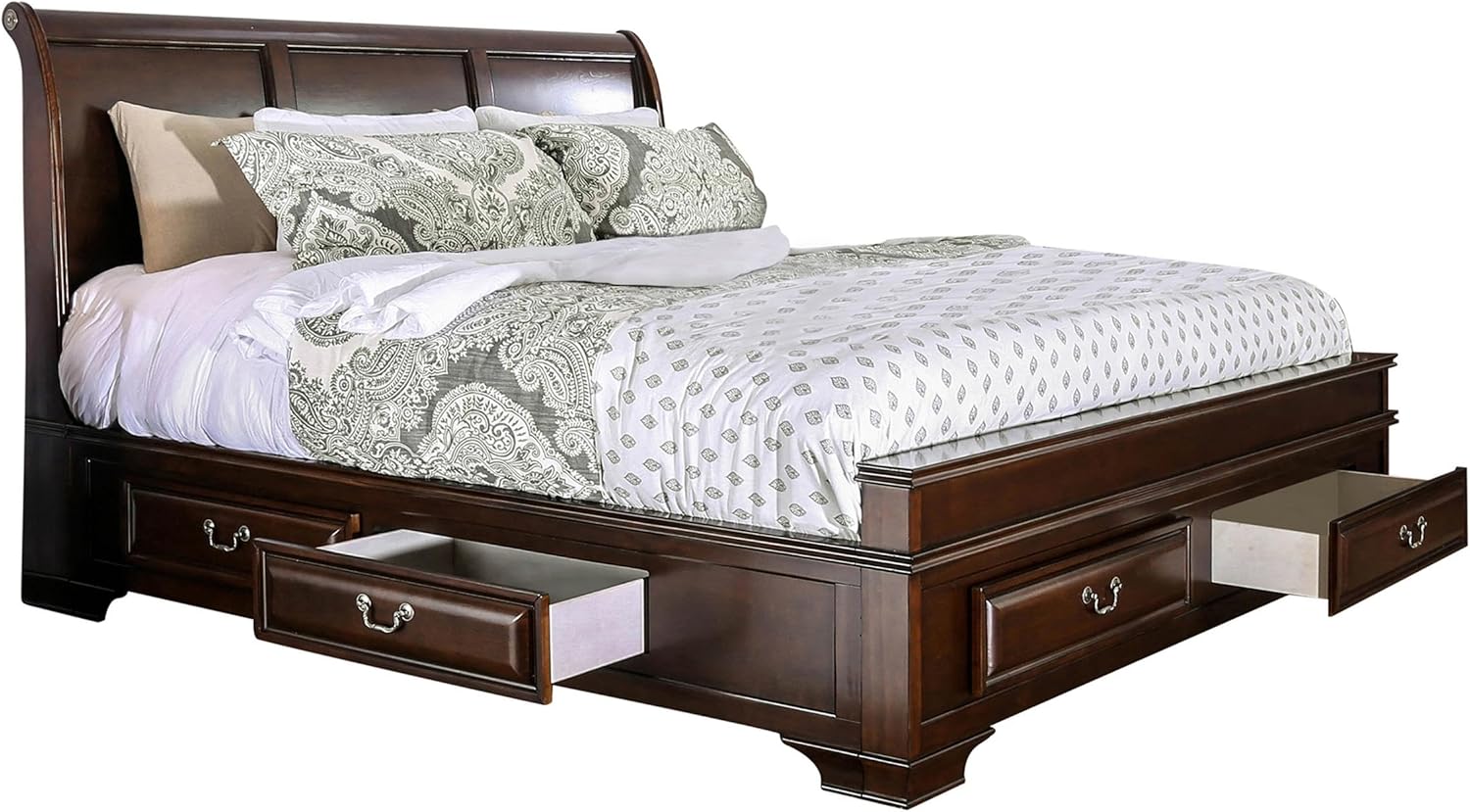 Furniture of America Bradford Wood Queen Storage Platform Bed in Brown Cherry