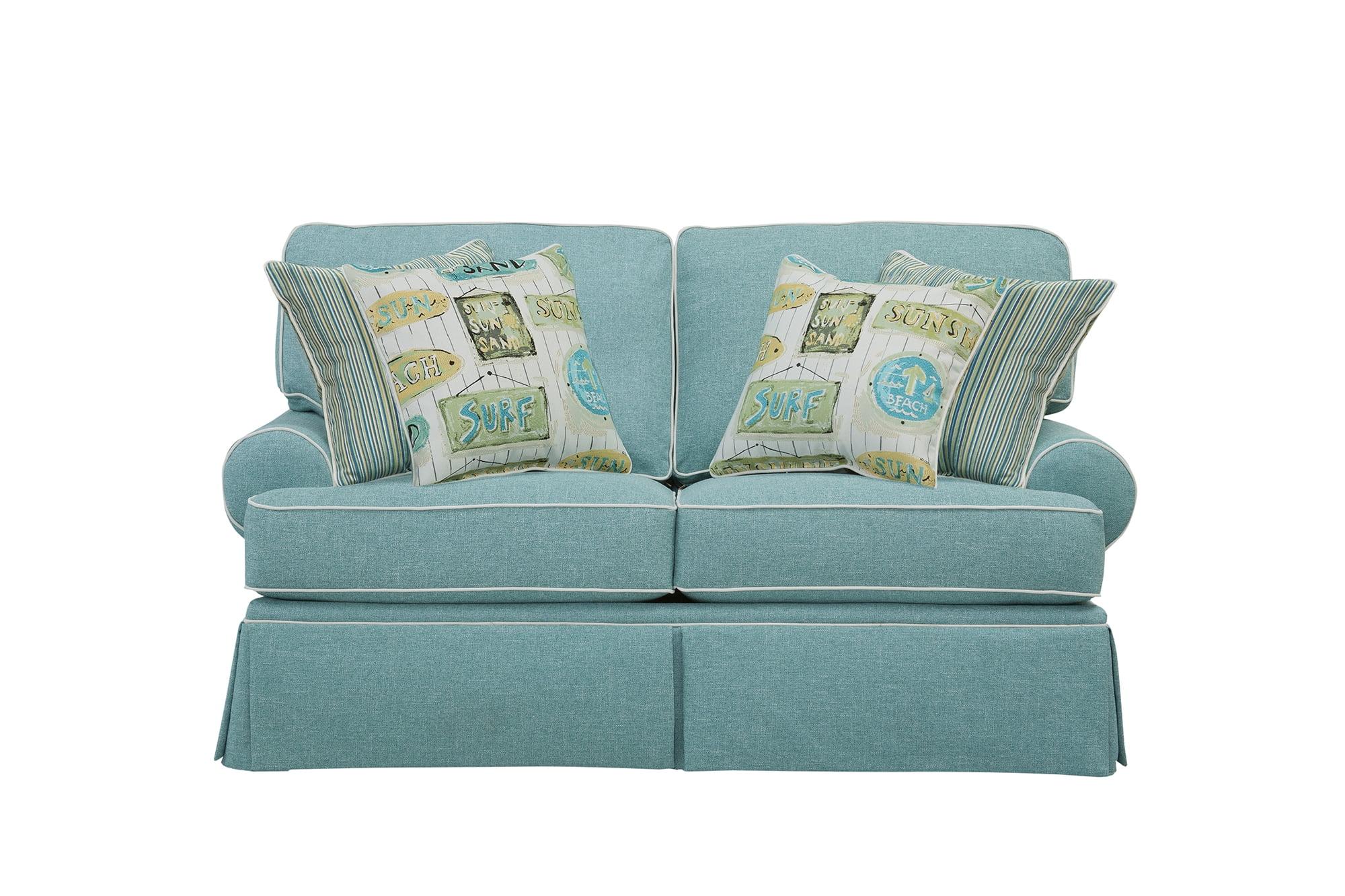 American Furniture Classics Model 8-020-S275A Coastal Aqua Series Loveseat with Four Accent Pillows