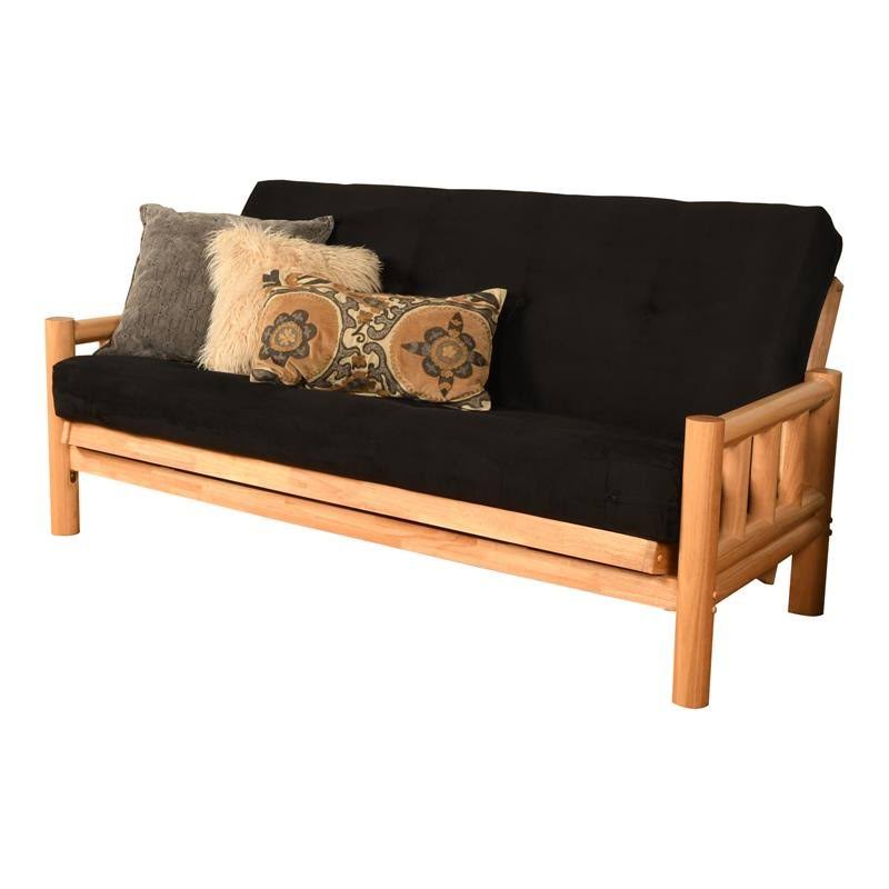 Kodiak Furniture Lodge Futon with Suede Fabric Mattress in Black/Natural - KFLDSBLKLF5MD3