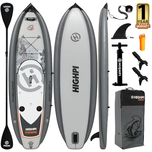 Highpi Inflatable Stand Up Paddle Board 11'x33''x6''W Premium SUP Accessories, Backpack, Wide Stance, Surf Control, Non-Slip Deck, Leash