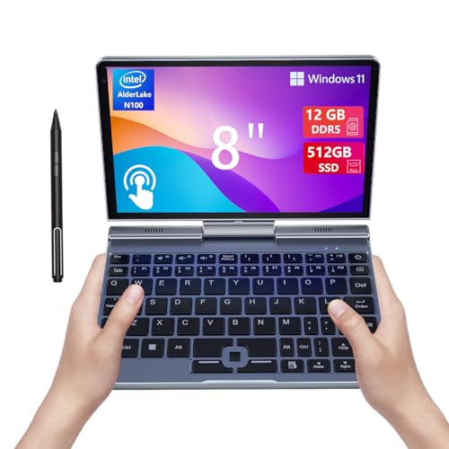 8 inch Mini Laptop HD Touchscreen Portable 2-in-1 Small Computer, Windows 11 Pro Laptop for Business and Students
