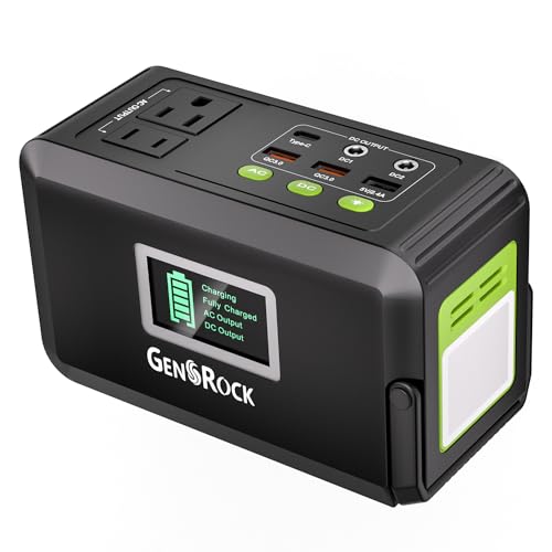 GENSROCK Portable Power Station, Outdoor Solar Generator, Backup Lithium Battery, with 110V AC Outlet and LED Flashlight
