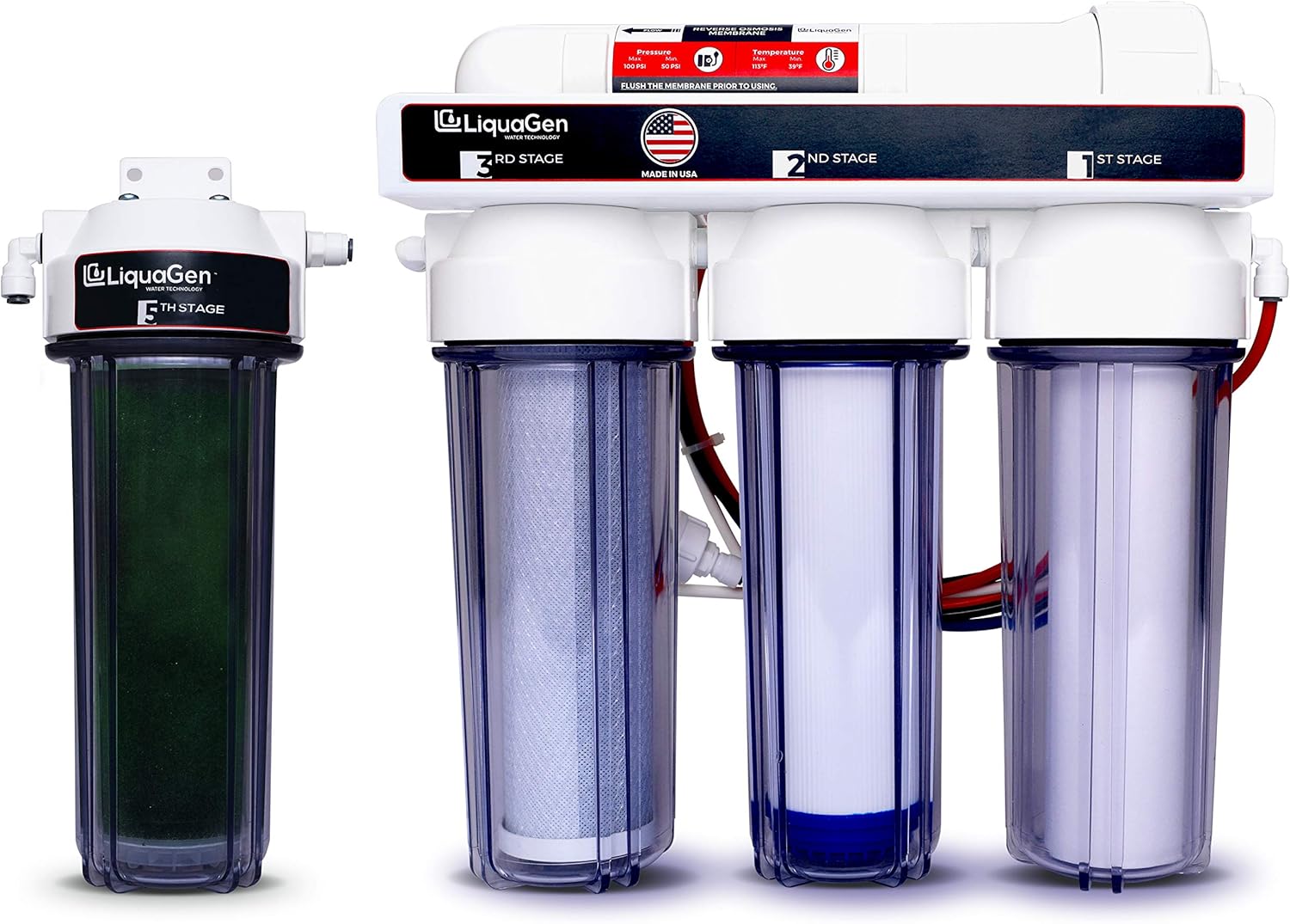 LiquaGen- Super Flow Reverse Osmosis & Deionization (RODI) Water Filtration System- 100 GPD | Ultra Pure Water Softener for 0 TDS/PPM Water | Water
