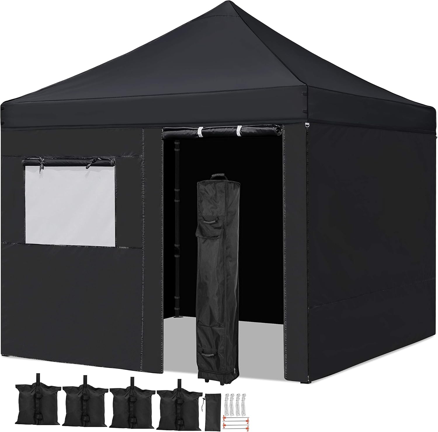 Yaheetech 10x10 Pop Up Canopy Tent Folding Wedding Party Commercial Event Pavilion Waterproof with 4 Removable Sidewalls Panels, Black