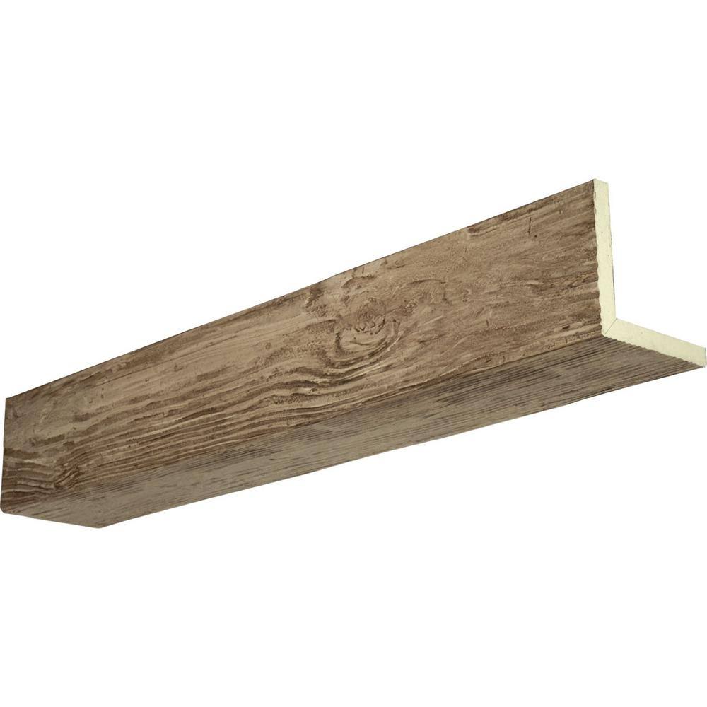 Ekena Millwork BMSD2C0040X060X144PP 4x22W x 6x22H x 12&L 2-Sided (L-beam) Sandblasted Endurathane Faux Wood Ceiling Beam, Natura