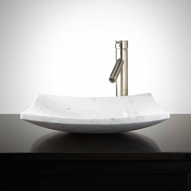 Signature Hardware 932033 16x22 Marble Vessel Bathroom Sink Carrara Marble Fixture Lavatory Sink Natural Stone 231998