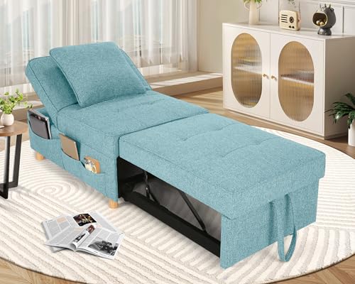 Sleeper Sofa Chair Bed,4-in-1 Convertible Sofa Bed Chair with 6 Adjustable Backrest and Pillow