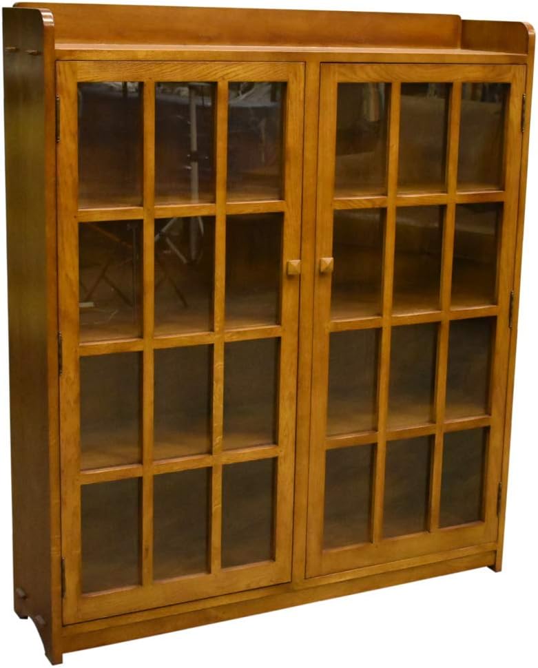 Crafters and Weavers Mission Oak 2 Door Bookcase with Glass Doors - Michael's Cherry