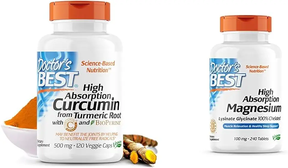 Doctor's BEST DRB-00107 High Absorption Curcumin from Turmeric Root with C3 Complex & BioPerine 500mg & High Absorption Magnesium Glycinate Lysinate