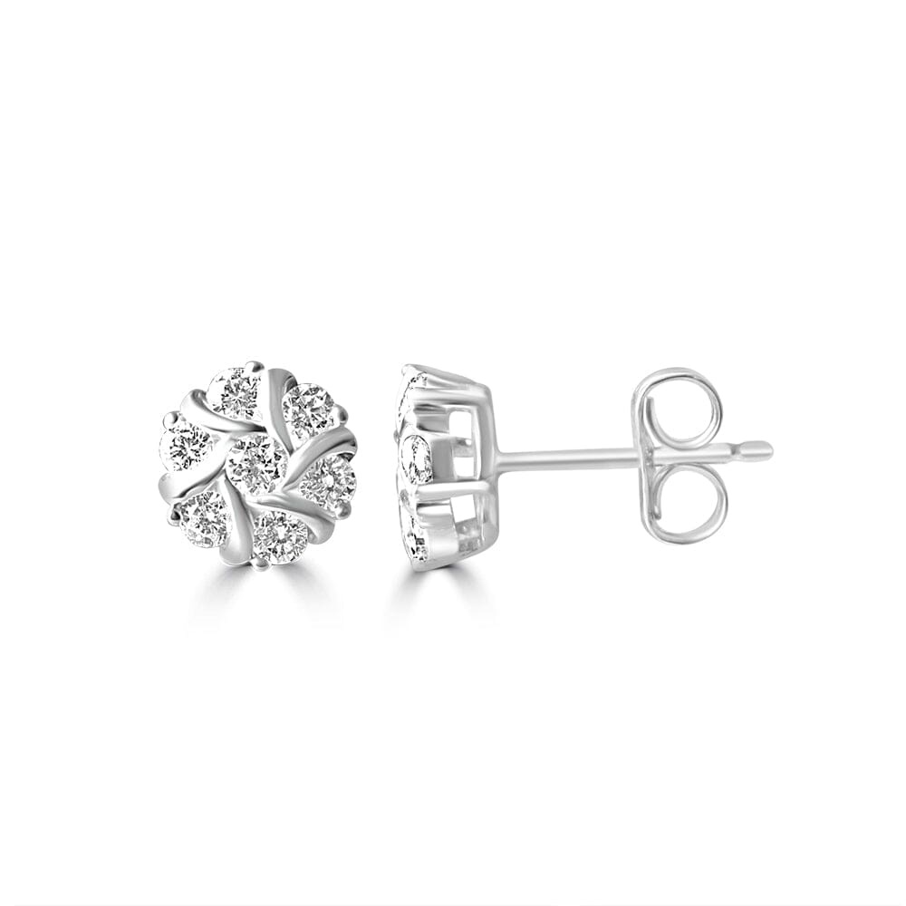 Auriga 925 Sterling Silver 1/2 Carats Round Floral Starburst Lab Grown Diamond Stud Earrings for Women
