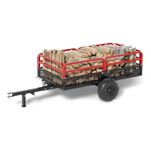 Heavy Duty Steel Dump Cart ATV Trailer, 1500 lbs 15 Cubic Feet Garden Utility Trailer W/Support & Removable Sides