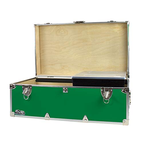 C&N Footlockers - Full-Size Happy Camper Trunk w/Tray - #1 Summer Camp Trunk - Made in the USA - Steel Footlocker with Lid Stay