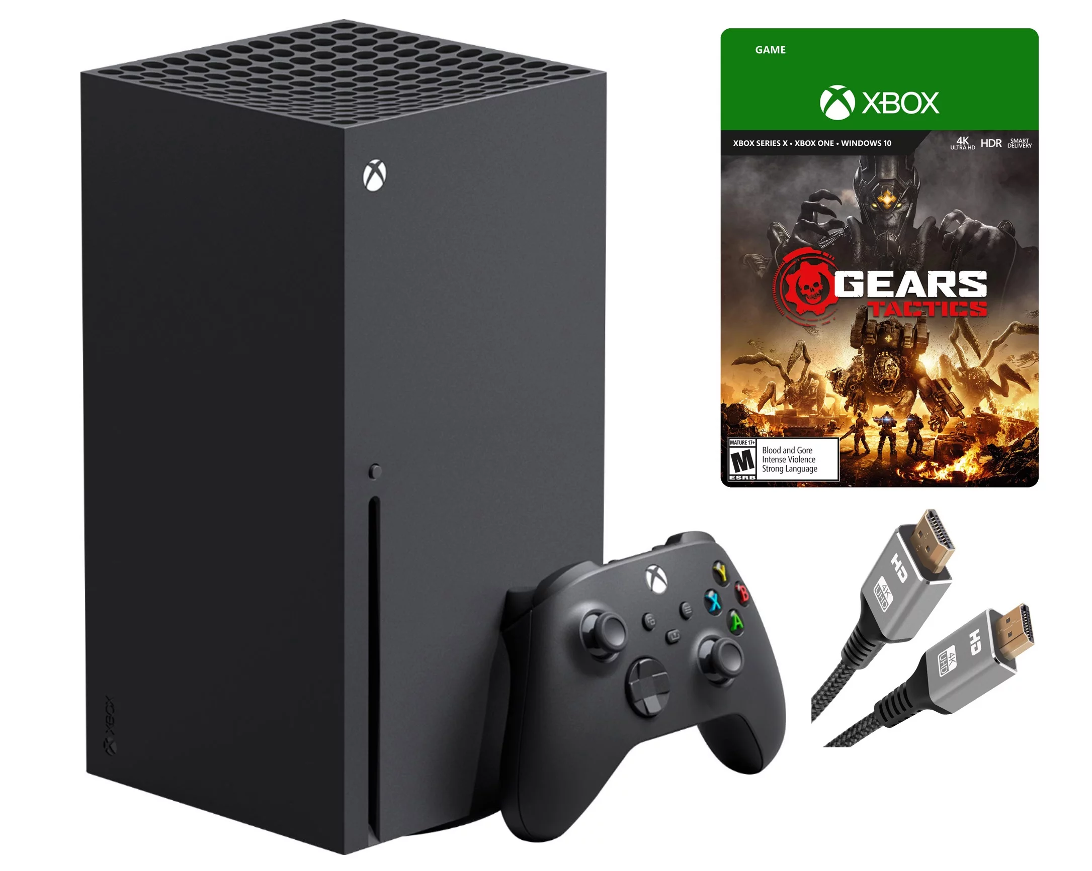 Microsoft Xbox Series X–Gaming Console System- 1TB SSD Black X Version with Disc Drive Bundle with Gears Tactics Full Game and MTC20 High Speed HDMI