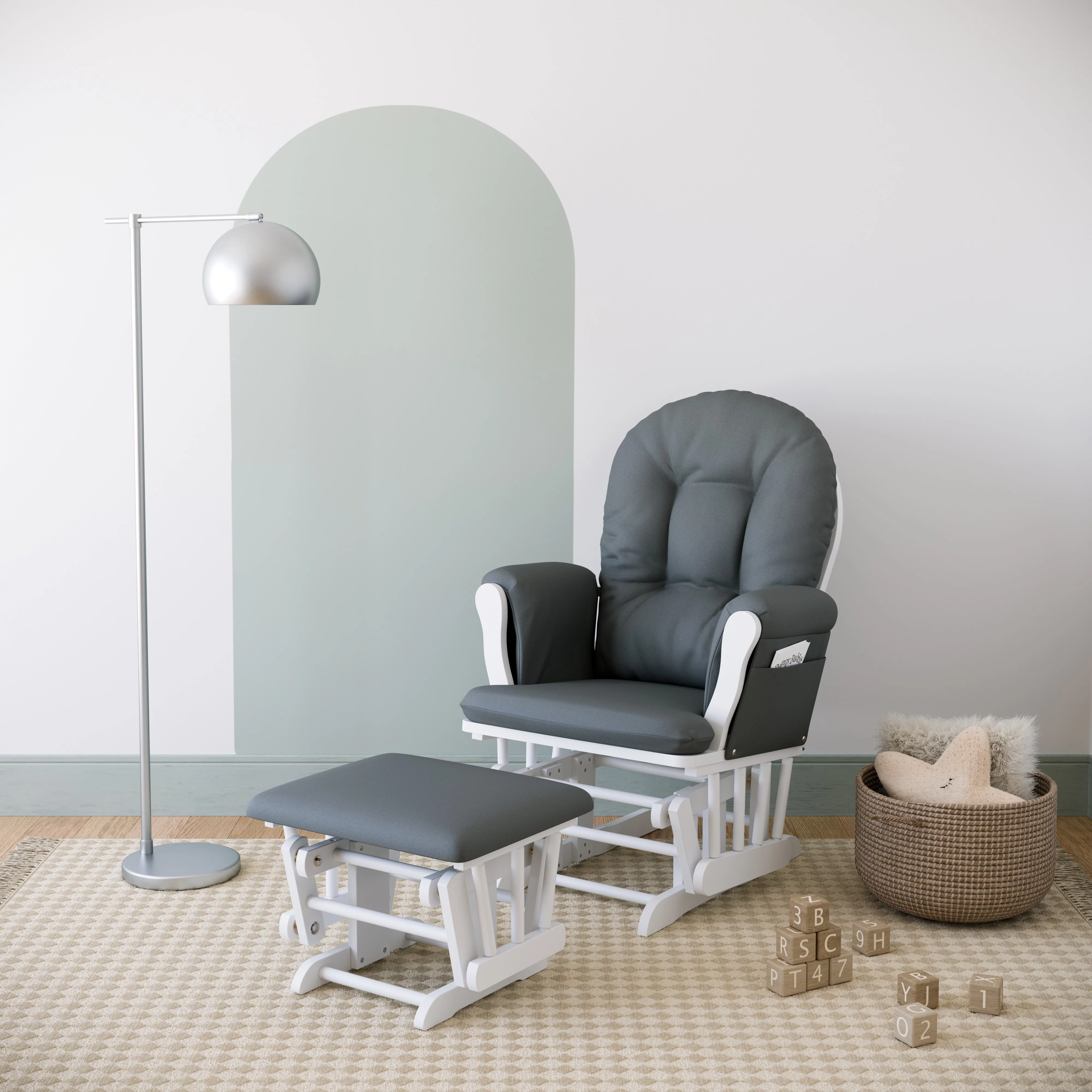 Storkcraft Hoop Nursery Glider and Ottoman, White with Gray