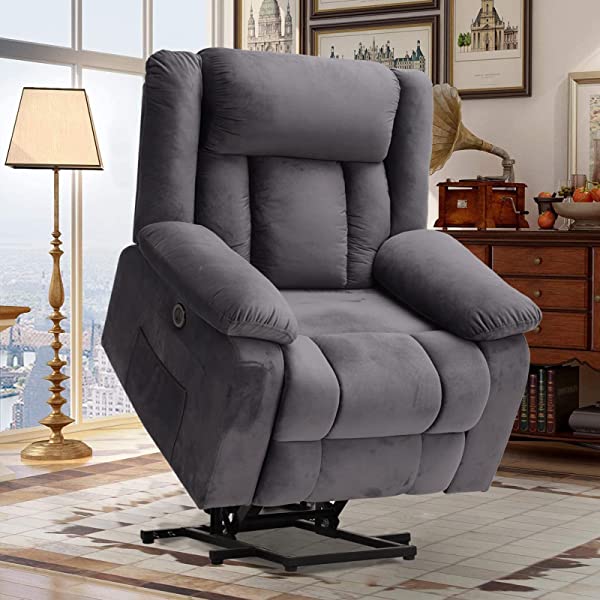 BINGTOO Power Lift Recliner Chair with Massage and Heat, Electric Fabric Vibration Massage Sofa for Elderly/Adult for Living Room