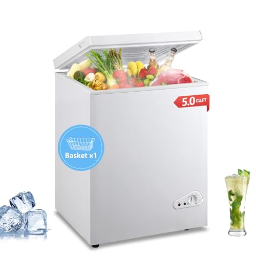 EUASOO Chest Freezer with a Removable Basket 7 Gears Adjustable Temperature Control - Smart Home Appliances