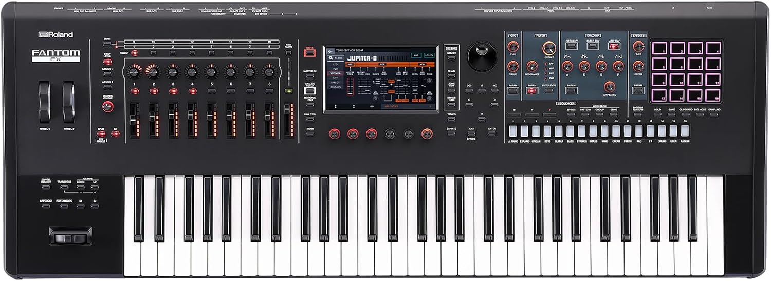 Roland FANTOM 6 EX Synthesizer | Compact FANTOM with 61 Synth-Action Keys | Updated & Enhanced with the Latest Technology | Advanced Sound Engines |