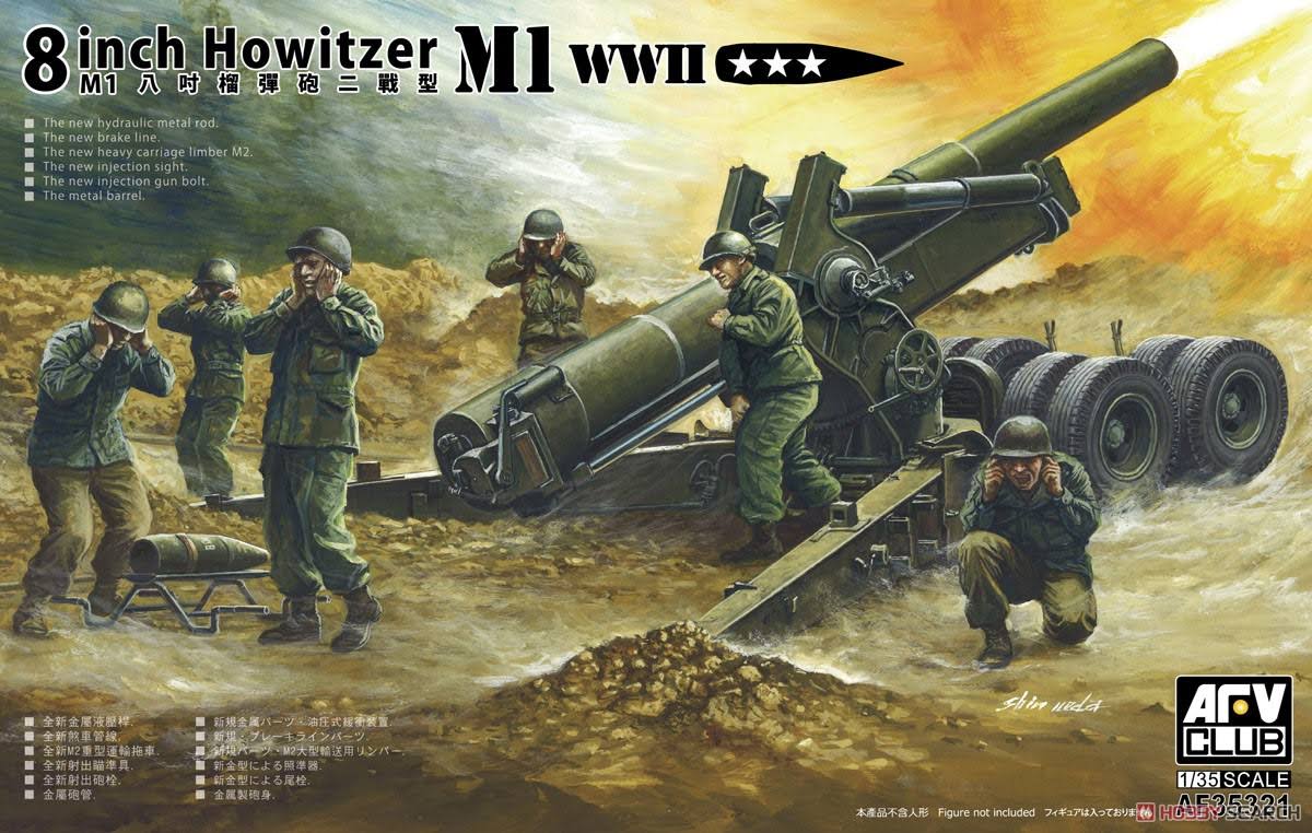 AFV Club 35321 WWII 8 inch Howitzer M1 1/35 Scale Plastic Model Kit