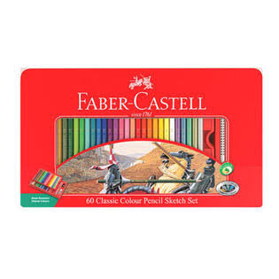 Faber-Castell 60 Classic Color Pencil Sketch Set Tin Sharpener Eraser Drawing