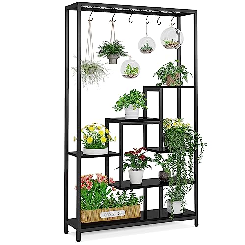 5-Tier Tall Indoor Plant Stand, 70.9” Large Metal Plant Shelf Flower Bonsai Pots Display Rack for Garden, Balcony, Living Room,Black