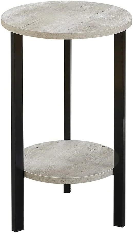 Modern Chic Style 24" Tall Round Rustic Plant Livingroom End Table | Compact Frame Faux Birch Top