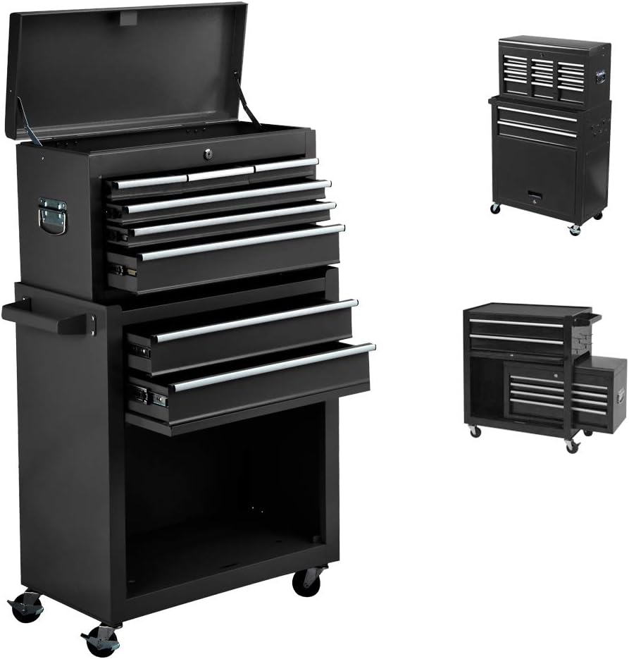 8-Drawer High Capacity Rolling Tool Chest with Wheels, Big Tool Storage Removable Tool Box Combo, Tool Storage Cabinet with Lockable Drawers