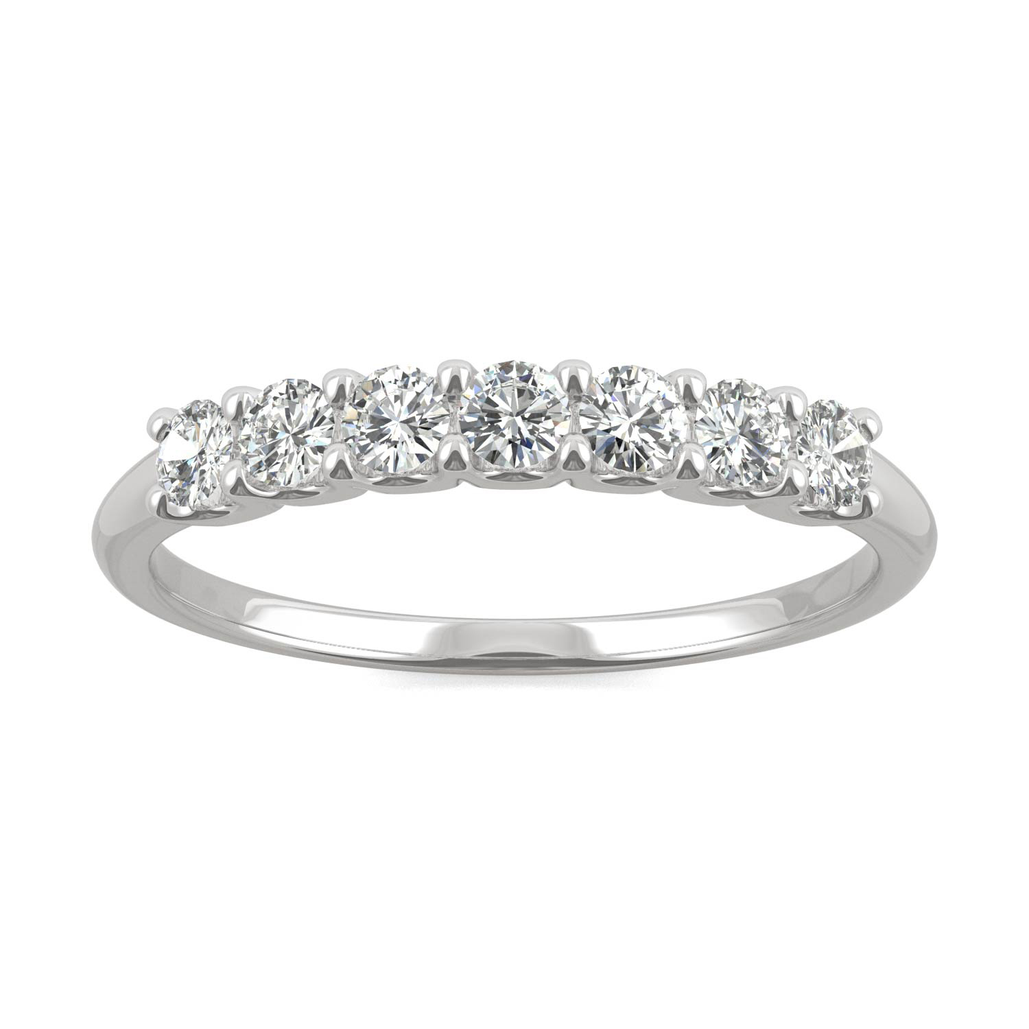 14K White Gold Moissanite by Charles & Colvard Seven Stone Anniversary Band 0.42 DEW