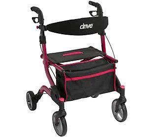 Drive Medical Foldable Lightweight Rollator with Light ,Red