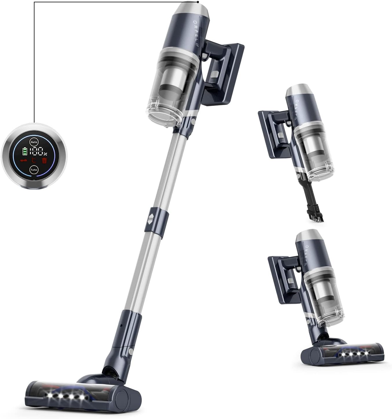 Orfeld Cordless Vacuum Cleaner,25000pa Cordless Vacuum,Smart LED Touch Screen Powerful Suction Stick Vacuum