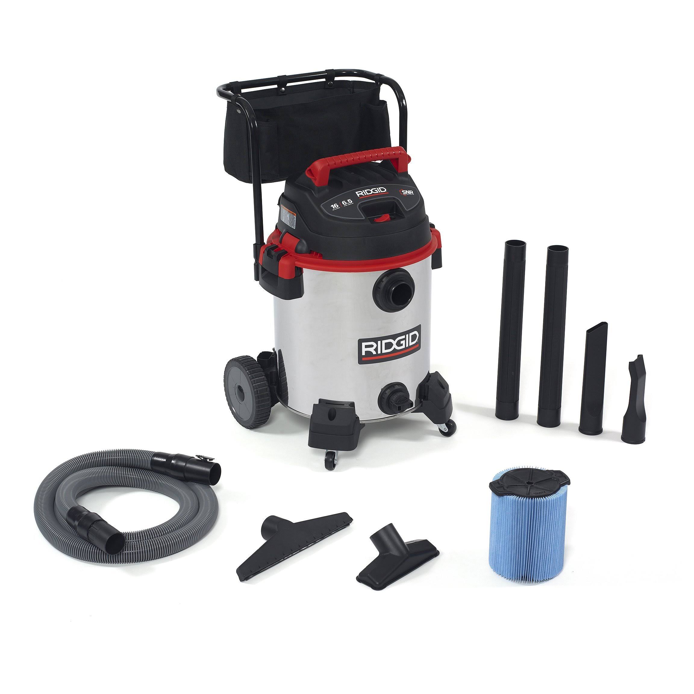 RIDGID 50353 16 Gallon Stainless Steel Wet/Dry Vac with Cart