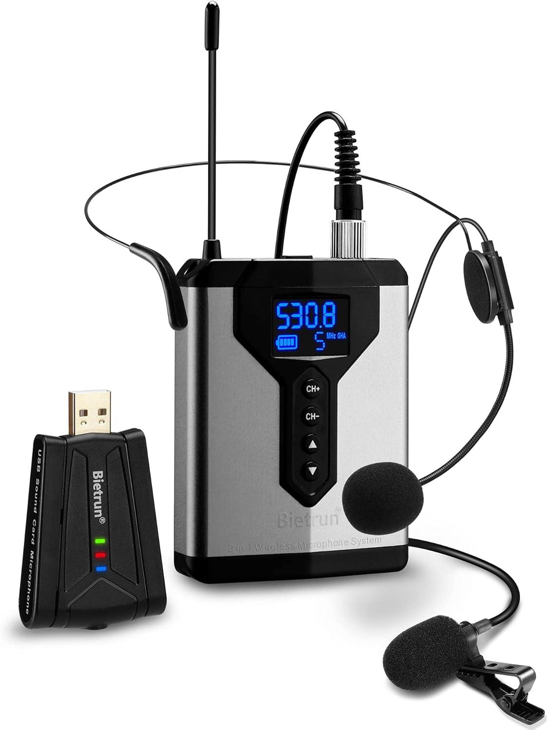 Bietrun Wireless USB Microphone for Computer/Laptop/PC/Windows＆Mac, 98 feet, Plug & Play