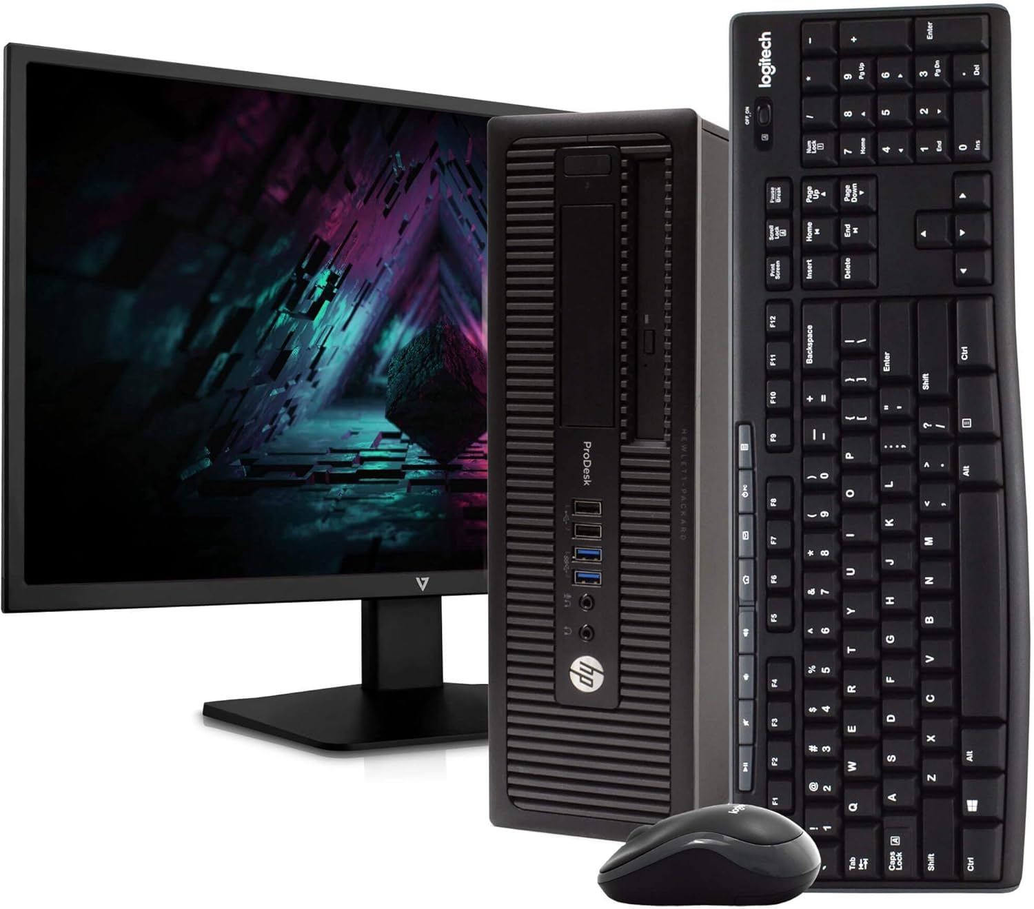 HP ProDesk 600G1 Desktop Computer PC, Intel Quad-Core i5, 500GB HDD Storage, 4GB DDR3 RAM, Windows 10 Home, DVD, WiFi, New 24in Monitor