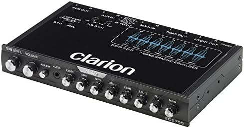 Clarion EQS755 7-Band Car Audio Graphic Equalizer with Front 3.5mm Auxiliary Input, Rear RCA Auxiliary Input and High Level Speaker Inputs, BLACK