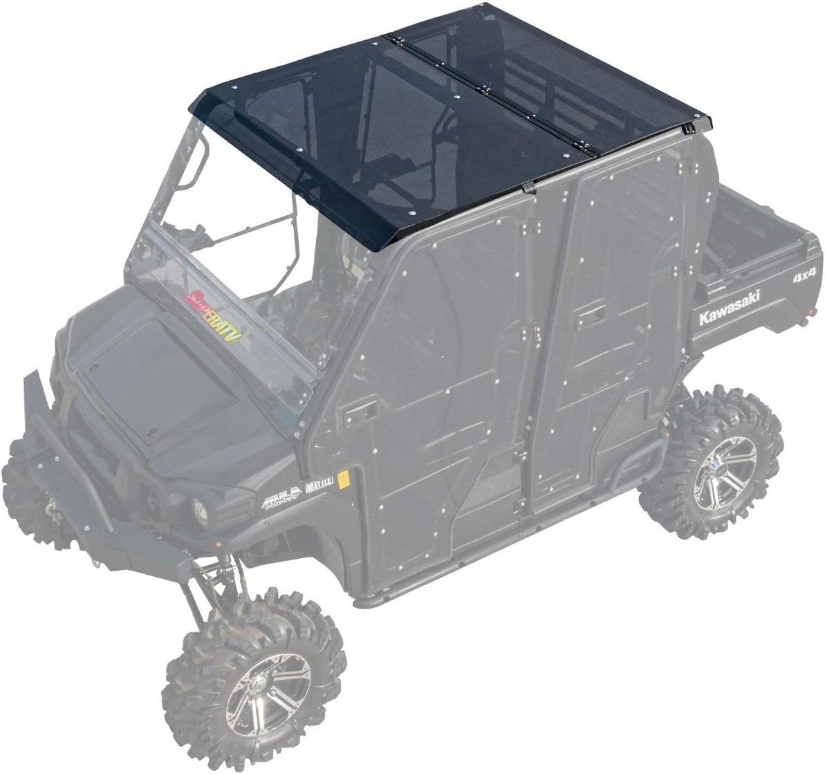 SuperATV Dark Tinted Roof for 2016+ Kawasaki Mule Pro DXT/FXT | 1/4 Polycarbonate | Protects From Elements Without Obstructing View | Works With Cab