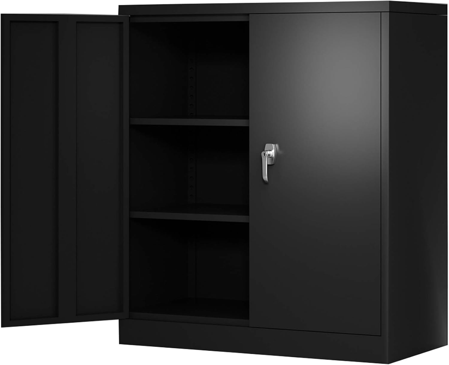 Tool Cabinet, Locking Metal Storage Cabinet with Adjustable Shelves, Small Garage Storage Cabinet for Home Office, Black, W36'' x D18'' x H41.6''
