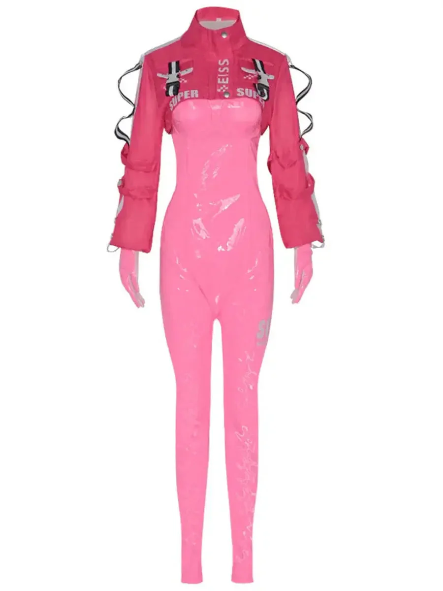 ‘Nikke' Goddess of Victory Pink Leather Costume