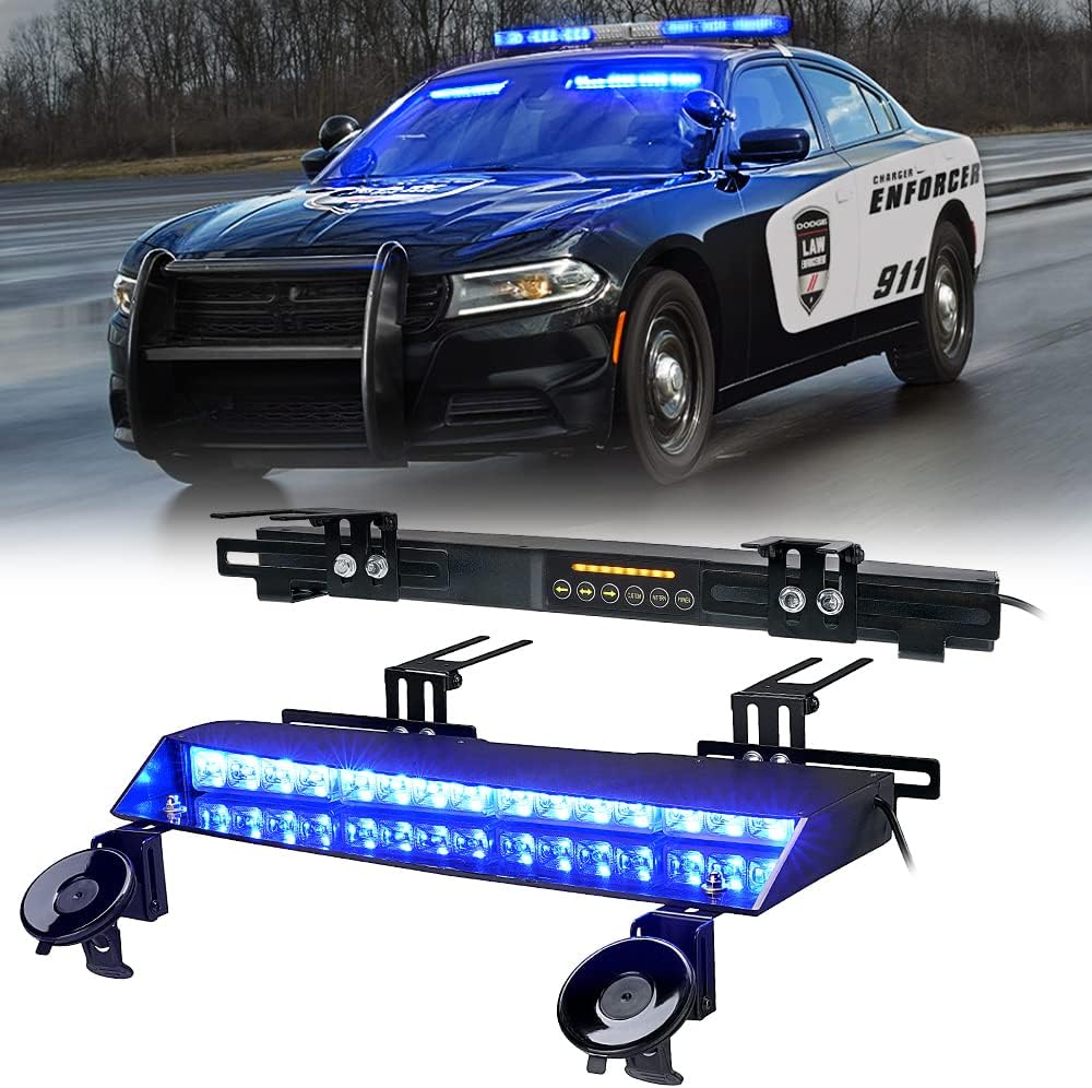 Lumenix LED Dual Visor Strobe Light Bar with Split Deck Brackets&Vacuum Sucker