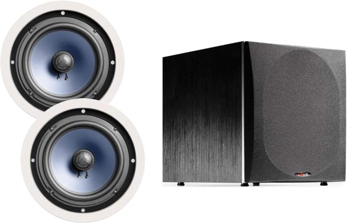 Polk Audio RC80i 8-inch Premium 2-way In-ceiling Speakers | Set of 2| PLUS PSW505 12-inch Powered Subwoofer | Upgrade your Home Theater Now!