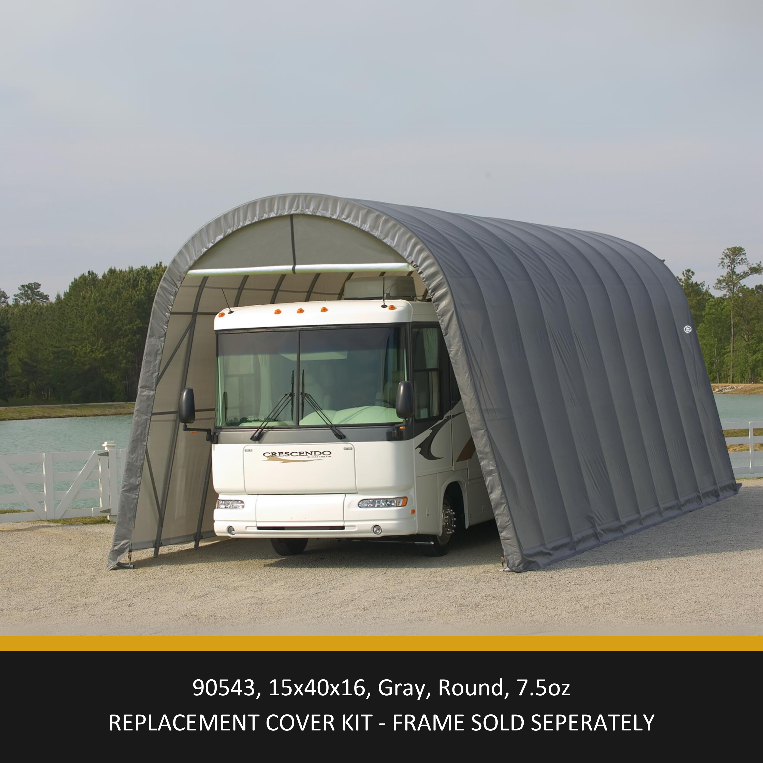 ShelterLogic Garage-in-a-Box 15x40x16 Replacement Cover kit Round 7oz Gray  (Frame not included )
