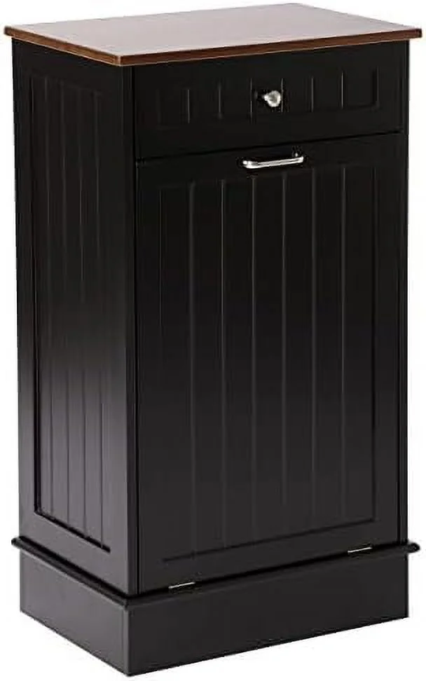 TJUNBOLIFE Cabinet  Tilt Out Free-Standing Trash Bin with Drawer and Countertop  Pet-Proof Recycling Laundry Hamper for Home Kitchen Bathroom  Grey