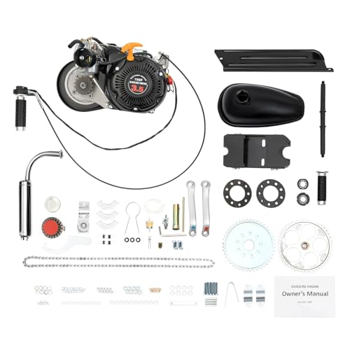 100cc 4 Stroke Bicycle Engine Kit, Bicycle Gasoline Engine Motor, Belt Drive Conversion Motorized Bike Kit for Bikes with Large Triangular Frame Space