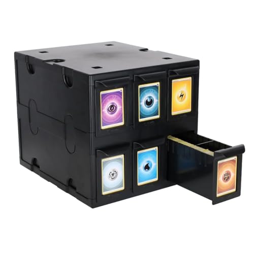 BCW 6 Drawer Card Catalog - Black | Stackable Trading Card Organizer Box | Holds Sports Cards, Gaming Cards