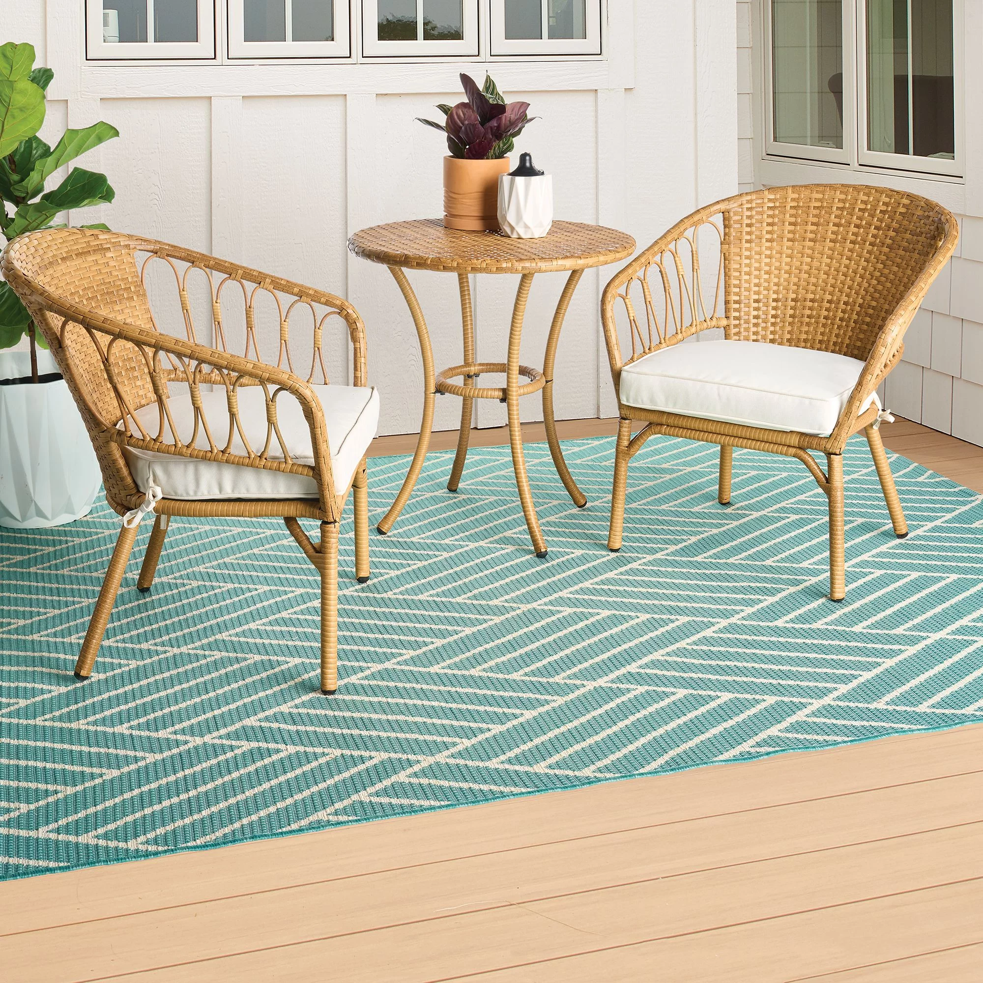 Better Homes & Gardens Willow Sage 3-Piece Outdoor Wicker Bistro Set, Beige