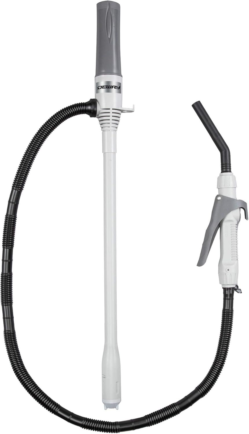 DEWAY Automatic Fuel Transfer Pump with Nozzle for Quick Flow Control & Stop, 3X More Powerful D Battery Powered, Extra Long Hose Fits All Size Cans