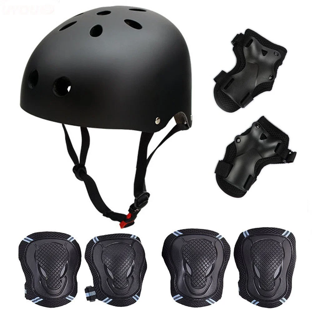 Helmet with 6pcs Elbow Knee Wrist Pads Outdoor Skating Skateboard Cycling Sports for Youths Kids Children Teen Protective Gear Safety Scooter