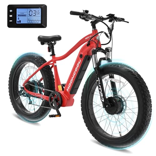 MOPHOTO Electric Bike for Adults, 26" x 4" Fat Tire Electric Mountain Bike with 48V 15Ah Removable Battery