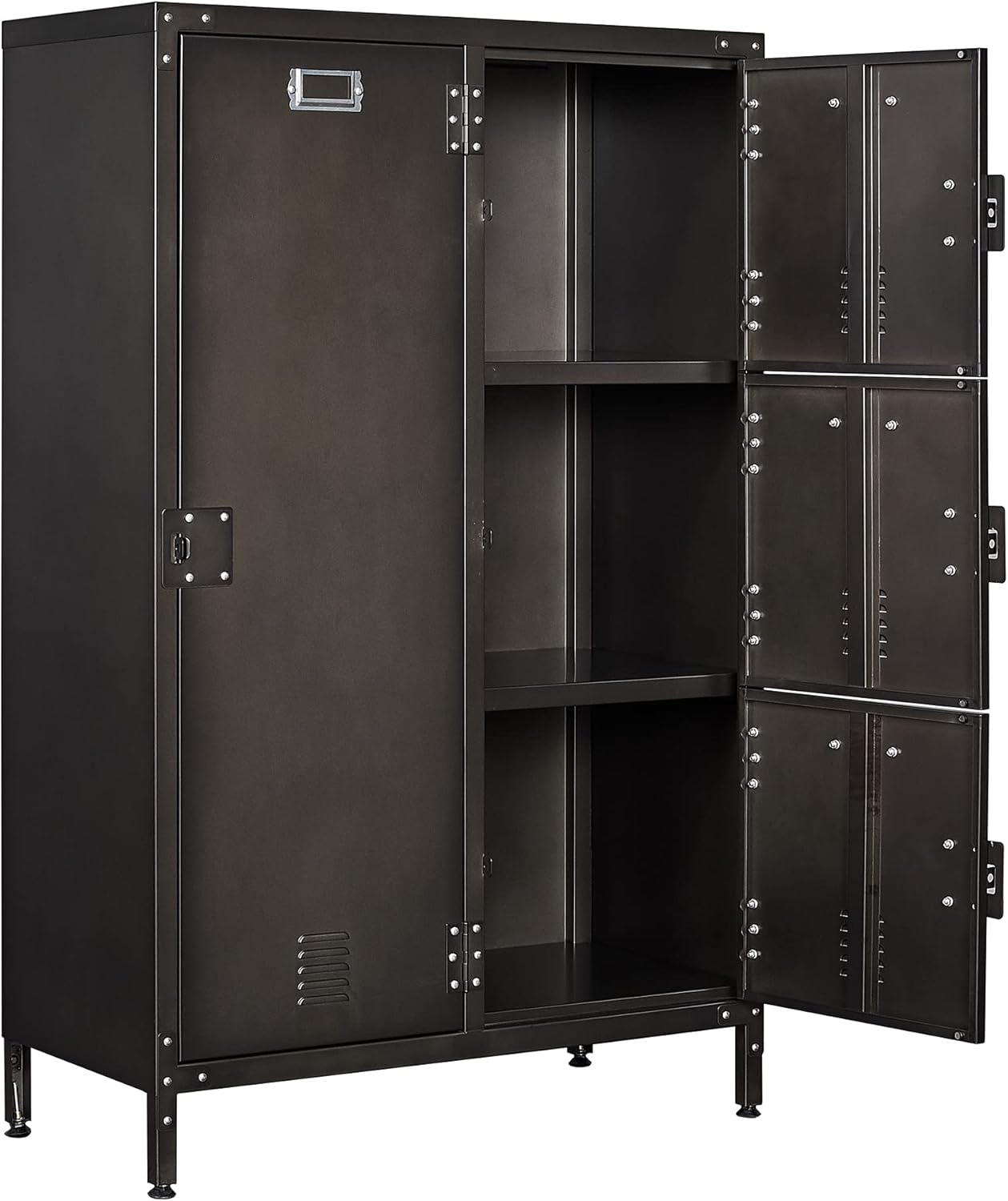 Metal Storage Cabinet, Storage Locker Employees Locker with 4 Doors, 55 Height Steel Cabinet with Lockable Doors