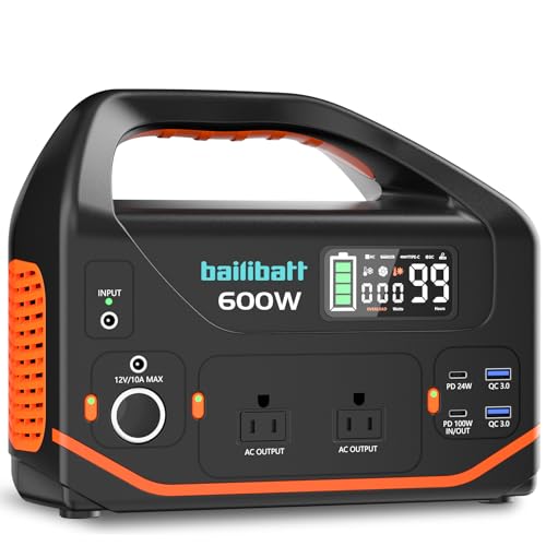 Portable Power Station 600W 293Wh Camping Lithium Battery