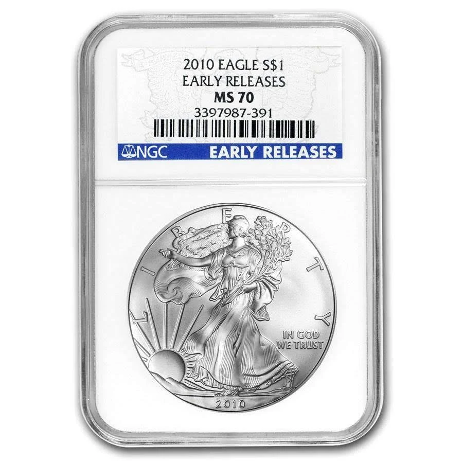 2010 Silver American Eagle MS-70 NGC (Early Releases) by American Heritage Bullion