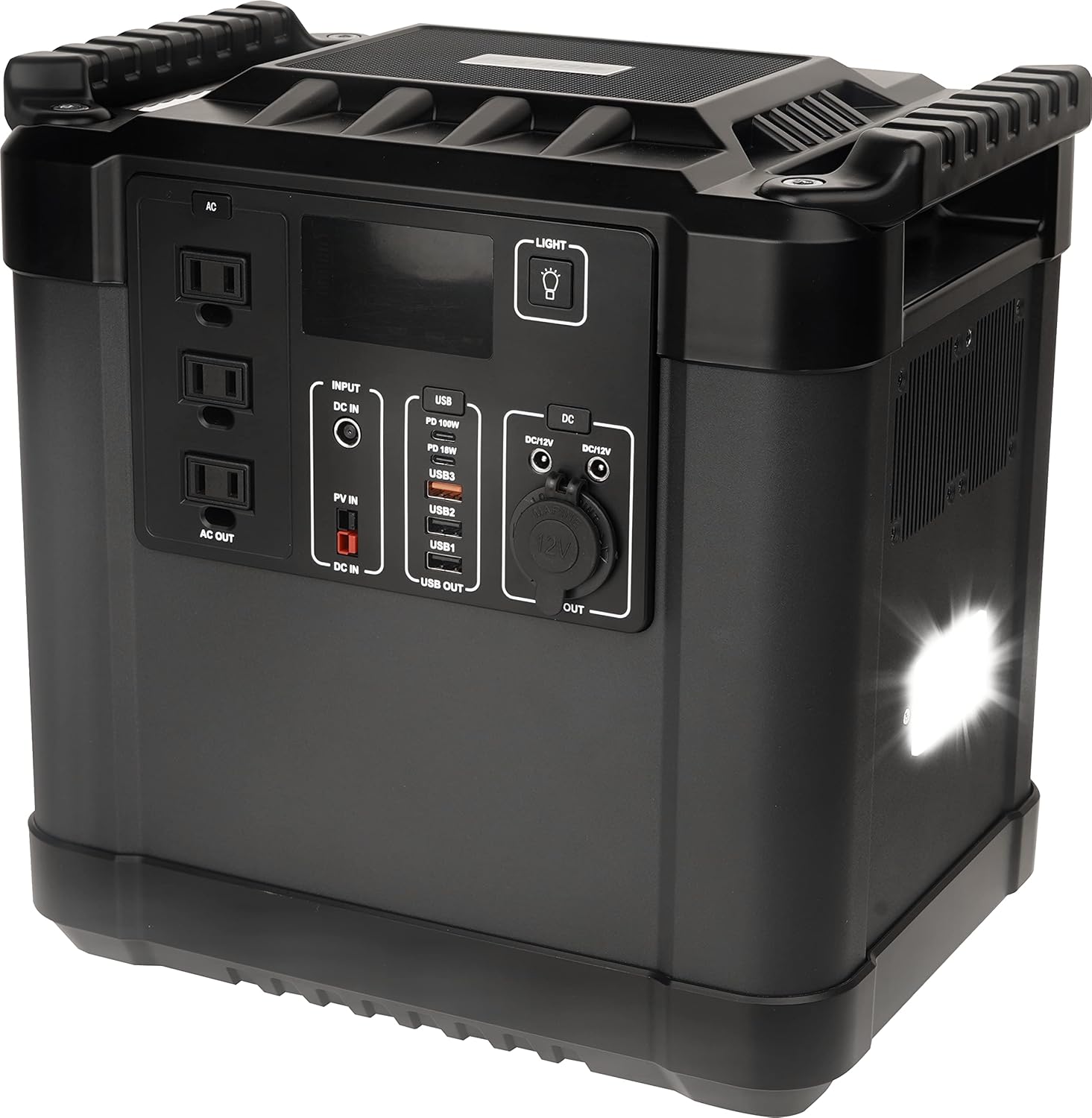 Fixnow Portable Power Station 2000W, 2220Wh Battery Backup Portable Generator with Lighting Flashlight, 250W Max Input, PD 100W